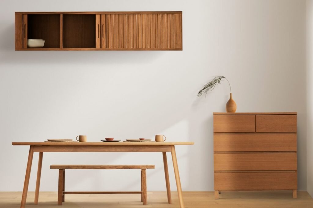 Minimalist living room with earthy tones